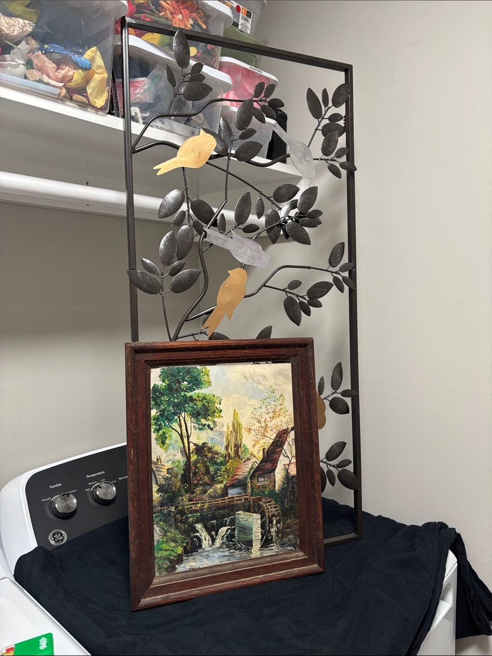 Metal Branch Wall Art with Yellow Bird Accents - Home Wall Decor